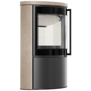 KRATKI PRO PIEC STALOWY BJORN Z OZDOBNĄ CERAMIKĄ AKUMULACYJNĄ KOLOR GOLD SATIN, POKRYWA CERAMICZNA, Z DOMYKANIEM FI 150 7 KW