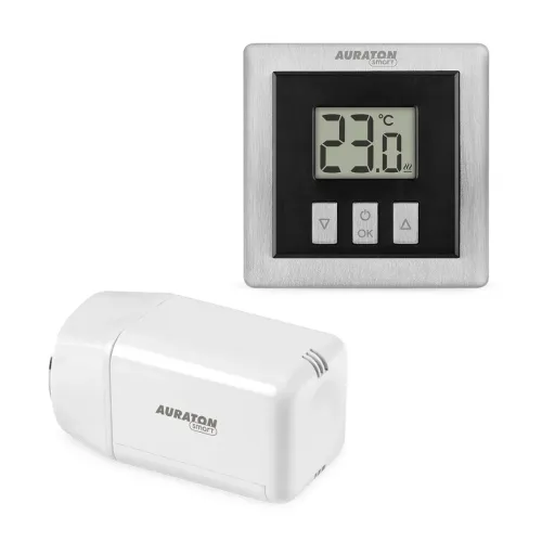 AURATON RADIATOR SET SMART CZARNY - ZESTAW TERMOSTAT HEAT MONITOR CZARNY + GŁOWICA