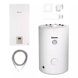 BOSCH PAKIET KOCIOŁ JUNKERS CERAPUR COMPACT ZSB 24-1 DE + ZASOBNIK KOSPEL SWK-140 L + CZUJNIK TEMPERATURY C.W.U. ZASOBNIKA SF4 + ZESTAW DO SZACHTU AZB 616/1