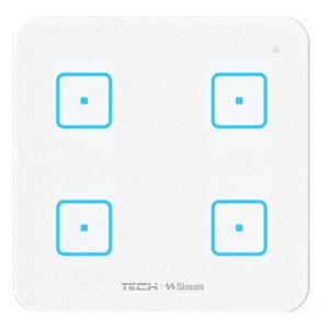 TECH SINUM CZTEROPOLOWY DOTYKOWY SZKLANY WŁĄCZNIK WS-04 BIAŁY (KOMUNIKACJA BEZPRZEWODOWA WTP)