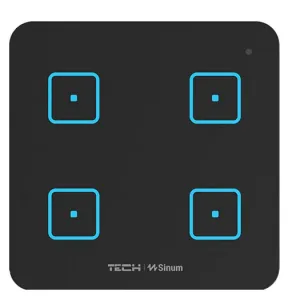 TECH SINUM CZTEROPOLOWY DOTYKOWY SZKLANY WŁĄCZNIK WS-04 CZARNY (KOMUNIKACJA BEZPRZEWODOWA WTP)