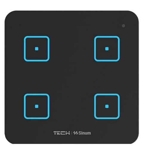 TECH SINUM CZTEROPOLOWY DOTYKOWY SZKLANY WŁĄCZNIK WS-04 CZARNY