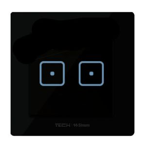 TECH SINUM DWUPOLOWY DOTYKOWY SZKLANY WŁĄCZNIK DORAMKOWY FS-02 CZARNY (KOMUNIKACJA BEZPRZEWODOWA WTP)