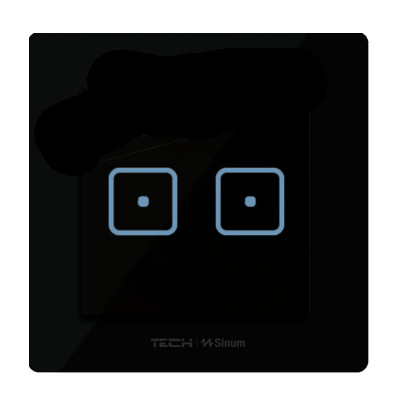TECH SINUM DWUPOLOWY DOTYKOWY SZKLANY WŁĄCZNIK DORAMKOWY FS-02 CZARNY