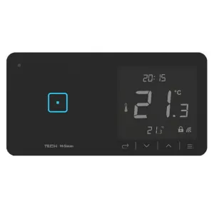 TECH SINUM POJEDYNCZY DOTYKOWY SZKLANY WŁĄCZNIK Z REGULATOREM TEMPERATURY WSR-01L CZARNY (KOMUNIKACJA BEZPRZEWODOWA WTP, PRZYCISK PO LEWEJ STRONIE)
