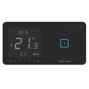 TECH SINUM POJEDYNCZY DOTYKOWY SZKLANY WŁĄCZNIK Z REGULATOREM TEMPERATURY WSR-01P CZARNY (KOMUNIKACJA BEZPRZEWODOWA WTP, PRZYCISK PO PRAWEJ STRONIE)