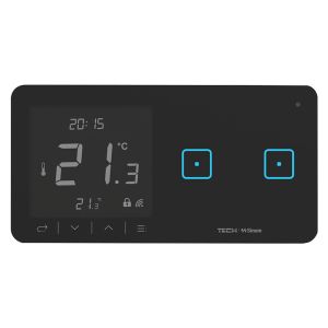 TECH SINUM PODWÓJNY DOTYKOWY SZKLANY WŁĄCZNIK Z REGULATOREM TEMPERATURY WSR-02P CZARNY (KOMUNIKACJA BEZPRZEWODOWA WTP, PRZYCISKI PO PRAWEJ STRONIE)