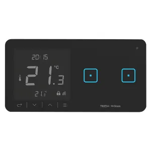 TECH SINUM PODWÓJNY DOTYKOWY SZKLANY WŁĄCZNIK Z REGULATOREM TEMPERATURY WSR-02P CZARNY (KOMUNIKACJA BEZPRZEWODOWA WTP, PRZYCISKI PO PRAWEJ STRONIE)