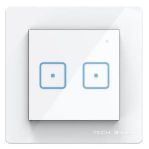 TECH SINUM DWUPOLOWY DOTYKOWY SZKLANY WŁĄCZNIK DORAMKOWY FS-02M BIAŁY (KOMUNIKACJA PRZEWODOWA SBUS)