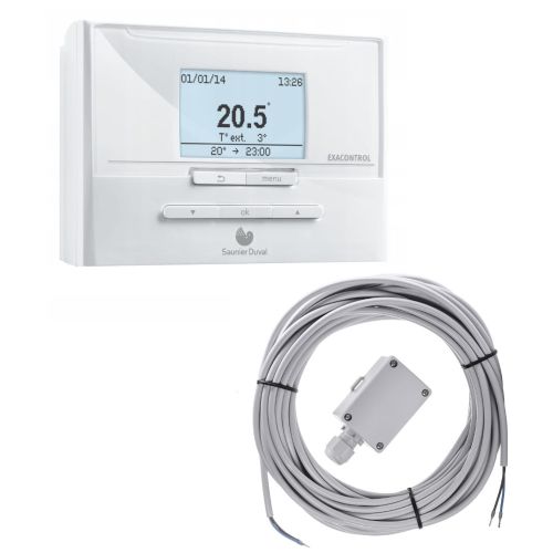 SAUNIER DUVAL EXACONTROL E7C POKOJOWY PRZEWODOWY REGULATOR TEMPERATURY + CZUJNIK TEMPERATURY ZEWNĘTRZNEJ