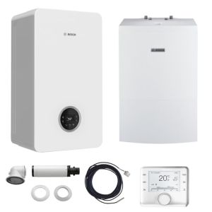 BOSCH PAKIET KOCIOŁ GC2300iW 20P + ZASOBNIK WD120B + REGULATOR CR400 Z CZUJNIKIEM TEMP. ZEWNĘTRZNEJ AF2 + WYRZUT PRZEZ ŚCIANĘ AZB 600/3 -  8734100665