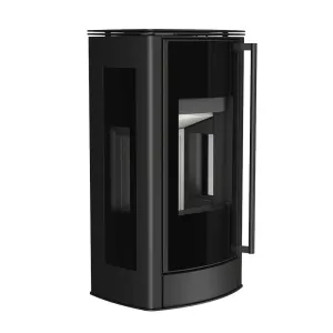 KRATKI PRO ZAWIESZANY PIEC STALOWY AB ENYO R VIEW FI 150 5,5 KW CZARNY Z WIESZAKIEM ŚCIENNYM