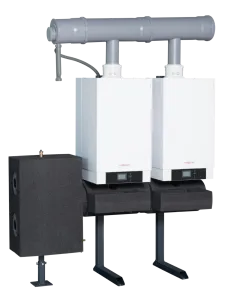 VIESSMANN KASKADA 2X VITODENS 200-W O ŁĄCZNEJ MOCY 98 KW Z RAMĄ MONTAŻOWĄ STOJĄCĄ B2HAI51