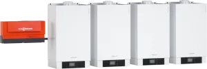 VIESSMANN KASKADA 4X VITODENS 200-W O ŁĄCZNEJ MOCY 196 KW Z RAMĄ MONTAŻOWĄ ŚCIENNĄ B2HAI63