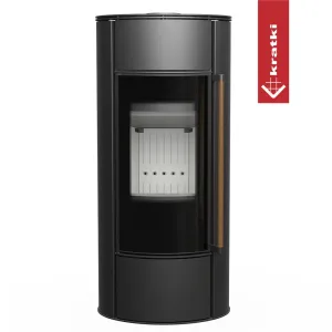 KRATKI PRO PIEC STALOWY Z PŁASZCZEM WODNYM ERIK AQUA Z KLAMKĄ Z DREWNA JATOBA FI 150 10 KW