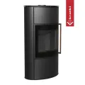 KRATKI PRO PIEC STALOWY Z PŁASZCZEM WODNYM BJORN AQUA Z KLAMKĄ Z DREWNA JATOBA, CZARNYM WYŁOŻENIEM I DOMYKANIEM 10 KW FI 150