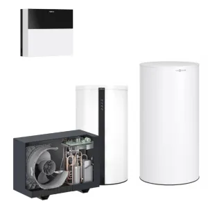 VIESSMANN VITOCAL 200-A POMPA CIEPŁA MONOBLOK NA R290 12 KW 230 V Z JED.WEW. IDU CONTROLLER + ZASOBNIK VITOCELL 100-V 250 L + BUFOR VITOCELL 100-E 50 L