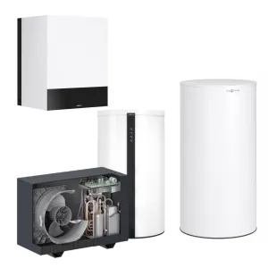 VIESSMANN VITOCAL 200-A POMPA CIEPŁA MONOBLOK NA R290 10 KW 230 V Z JED.WEW. IDU MODULAR + ZASOBNIK VITOCELL 100-V 250 L + BUFOR VITOCELL 100-E 75 L