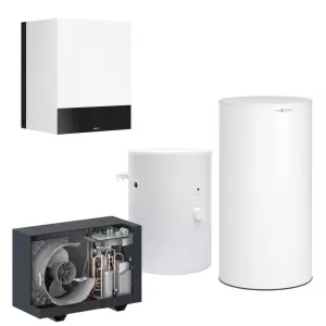 VIESSMANN VITOCAL 200-A POMPA CIEPŁA MONOBLOK NA R290 12 KW 230 V Z JED.WEW. IDU MODULAR + ZASOBNIK VITOCELL 100-V 250 L + BUFOR BWS-100 120 L