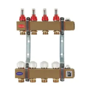 ALTECH ROZDZIELACZ STALOWY Z PRZEPŁYWOMIERZAMI 1 CAL Z WKŁADKAMI ZAWORÓW TERMOSTATYCZNYCH 4 OBWODY