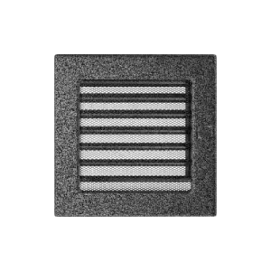 KRATKI KRATKA KOMINKOWA PROSTOKĄTNA CZARNO-SREBRNA Z ŻALUZJĄ 170X170 MM