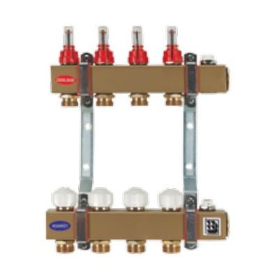 ALTECH ROZDZIELACZ STALOWY Z PRZEPŁYWOMIERZAMI 1 CAL Z WKŁADKAMI ZAWORÓW TERMOSTATYCZNYCH 10 OBWODÓW