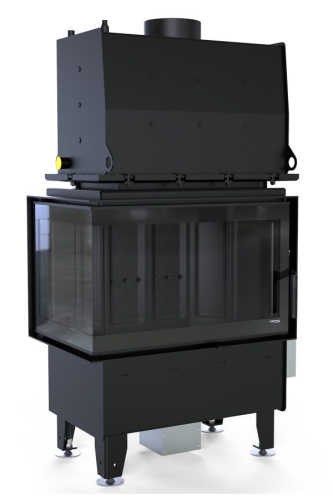 DEFRO HOME WKŁAD KOMINKOWY STALOWY RIVA SM BL CZARNY CERAMITON BOCZNY LEWY SHORT 16kW