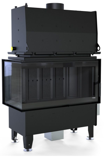 DEFRO HOME WKŁAD KOMINKOWY STALOWY RIVA ME BL CZARNY CERAMITON BOCZNY LEWY SHORT 19kW