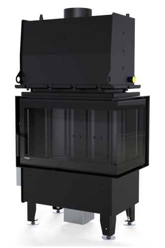 DEFRO HOME WKŁAD KOMINKOWY STALOWY RIVA SM BP CZARNY CERAMITON BOCZNY PRAWY SHORT 16kW