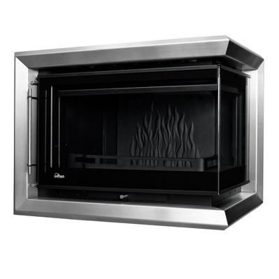 Rama dekoracyjna inox do wkładu UNIFLAM 850 PRESTIGE boczna szyba ref. R-UNIP850-BS-I 1.png