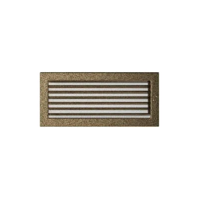 KRATKI KRATKA KOMINKOWA PROSTOKĄTNA CZARNO-ZŁOTA Z ŻALUZJĄ 170X370 MM