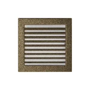 KRATKI KRATKA KOMINKOWA PROSTOKĄTNA CZARNO-ZŁOTA Z ŻALUZJĄ 220X220 MM