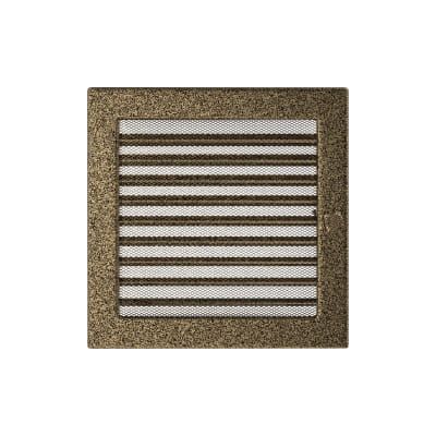 KRATKI KRATKA KOMINKOWA PROSTOKĄTNA CZARNO-ZŁOTA Z ŻALUZJĄ 220X220 MM