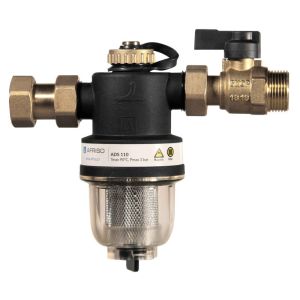 AFRISO MAGNETYCZNY SEPARATOR ZANIECZYSZCZEŃ ADS 110 Z ZAWOREM ODCINAJĄCYM I ZŁĄCZKĄ - KVS 5,2 m³/h, G¾" 77 110 00