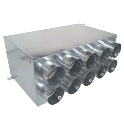 DEFRO AIR ROZDZIELACZ DWURZĘDOWY DZIESIĘCIO-KRÓĆCOWY IZOLOWANY Z KLAPĄ