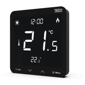 TECH REGULATOR POKOJOWY DWUSTANOWY  ST-297z V2 BEZPRZEWODOWY CZARNY ZASILANY 230V
