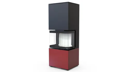 DEFRO HOME WKŁAD KOMINKOWY STALOWY INTRA XSM C VER. COMPACT 1 3-SZYBY 8KW CZERWONY