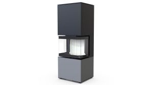 DEFRO HOME WKŁAD KOMINKOWY STALOWY INTRA XS C VER. COMPACT 1 3-SZYBY 8KW SZARY