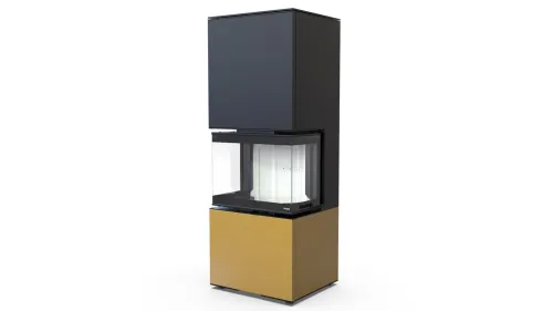 DEFRO HOME WKŁAD KOMINKOWY STALOWY INTRA XSM C VER. COMPACT 1 3-SZYBY 8KW ZŁOTY