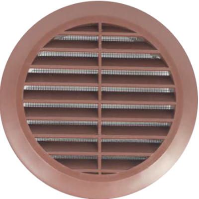 KRATKA WENTYLACYJNA OKRĄGŁA REGULOWANA NA RURĘ FI 90 - 160 MM Z SIATKĄ KOLOR BRĄZOWY