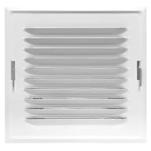 KRATKA WENTYLACYJNA METALOWA Z RAMKĄ MONTAŻOWĄ KOLOR BIAŁY 140x140 MM