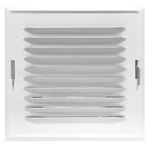 KRATKA WENTYLACYJNA METALOWA Z RAMKĄ MONTAŻOWĄ KOLOR BIAŁY 140x140 MM