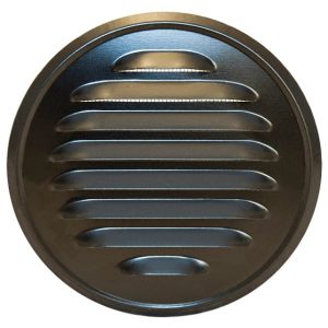 KRATKA WENTYLACYJNA METALOWA OKRĄGŁA Z KRÓĆCEM KOLOR CZARNY FI 100 MM