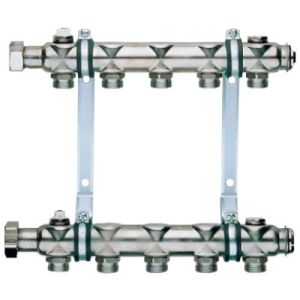 STRAWA ROZDZIELACZ GRZEJNIKOWY ZE STALI NIERDZEWNEJ BEZ ZAWORÓW TYP 52VA - 10 OBIEGÓW GRZEWCZYCH