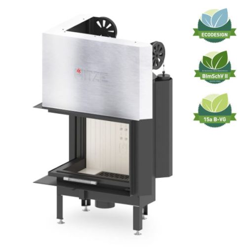 HITZE POWIETRZNY WKŁAD KOMINKOWY ALBERO AL11LG.H-BI - LEWY GILOTYNA Z SZYBĄ WEWNĘTRZNĄ GIĘTĄ 11 KW