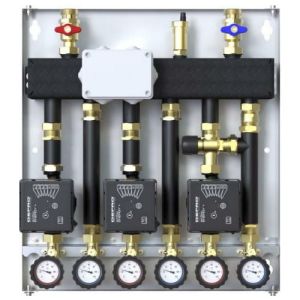 ZESTAW HYDRAULICZNY DEFRO DCM 20 3-OBIEGI (2 GR. BEZPOŚREDNIE, 1 GR. Z ZAWOREM TERMOSTATYCZNYM), POMPY ECOFLOW ENERGY PLUS 4/6 DCM-ECF-10