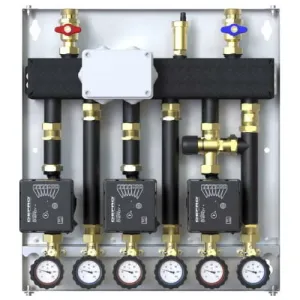ZESTAW HYDRAULICZNY DEFRO DCM 20 3-OBIEGI (2 GR. BEZPOŚREDNIE, 1 GR. Z ZAWOREM TERMOSTATYCZNYM), POMPY ECOFLOW ENERGY PLUS 4/6 DCM-ECF-10