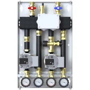 ZESTAW HYDRAULICZNY DEFRO DCM 20 2-OBIEGI (1 GR. BEZPOŚREDNIA, 1 GR. Z ZAWOREM TERMOSTATYCZNYM), POMPY WILO PARA 15/6 DCM-WP-02