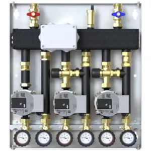 ZESTAW HYDRAULICZNY DEFRO DCM 20 3-OBIEGI (1 GR. BEZPOŚREDNIA, 2 GR. Z ZAWOREM TERMOSTATYCZNYM), POMPY WILO PARA 15/6 DCM-WP-11
