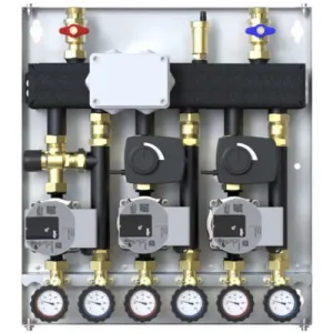 ZESTAW HYDRAULICZNY DEFRO DCM 20 3-OBIEGI (1 GR. Z ZAWOREM TERMOSTATYCZNYM, 2 GR. Z ZAWOREM MIESZAJĄCYM I SIŁOWNIKIEM), POMPY WILO PARA 15/6 DCM-WP-14
